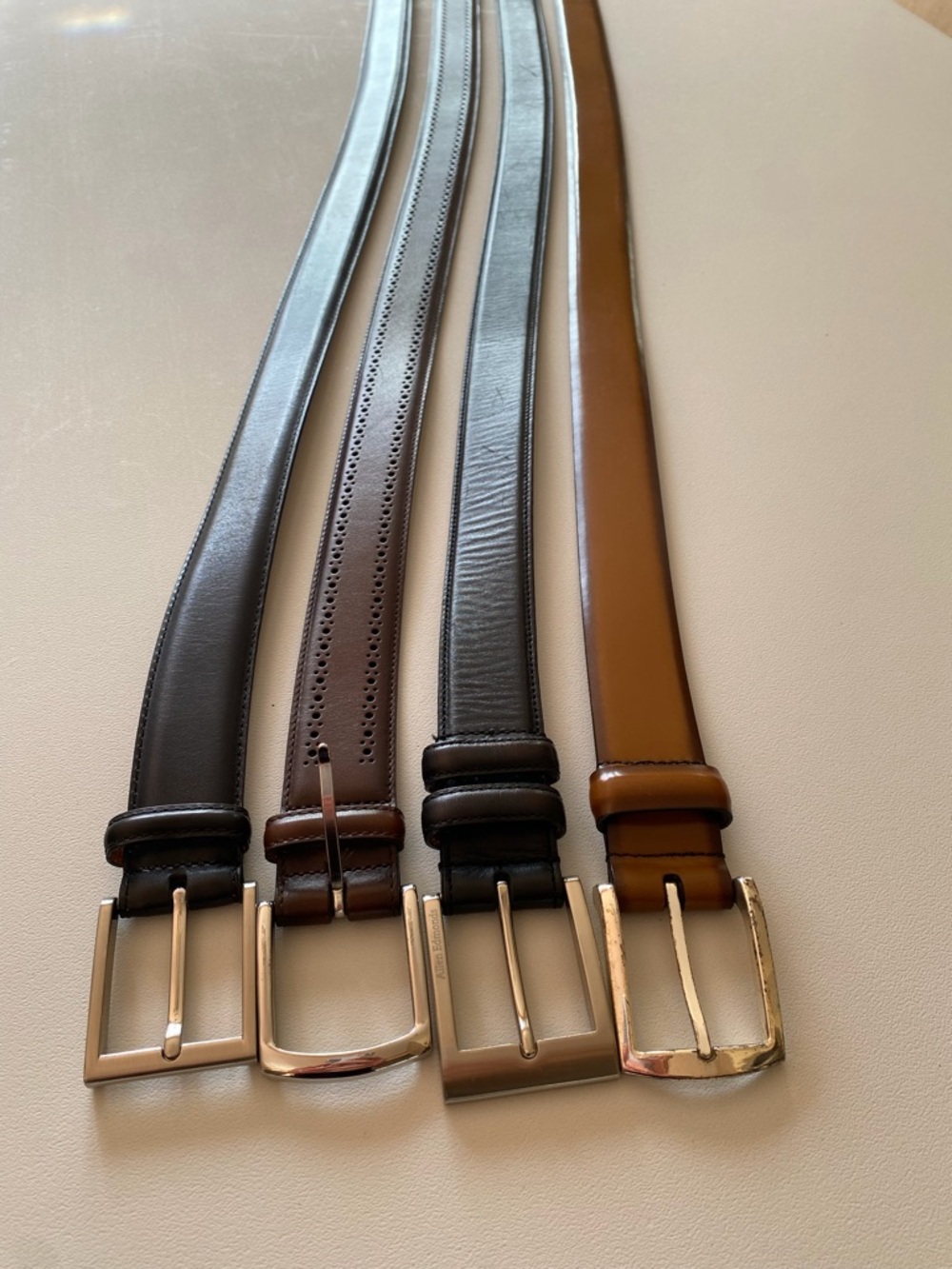 Allen Edmonds Leather Belt Set — Black, Dark Brown, Tan